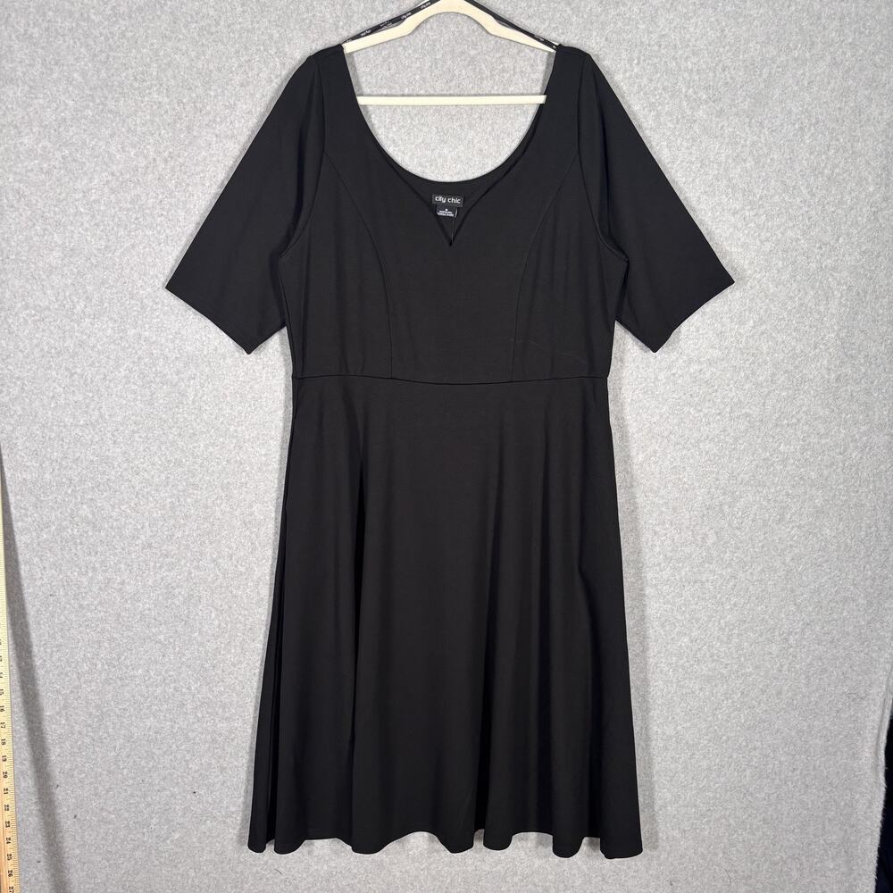 90s‎ City Chic Dress 18 Crepe Stretch Flowy Skater Twee Cute Girl Minimal Quiet